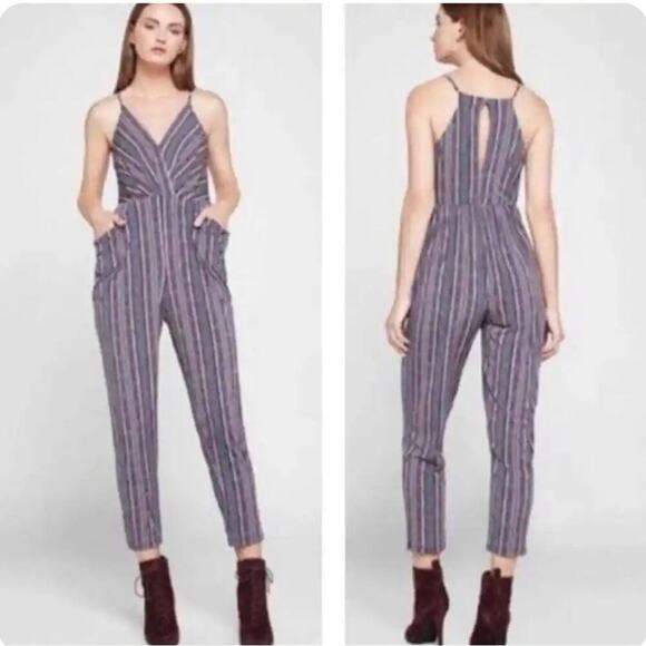 BCBGeneration striped pocket halter jumpsuit pantsuit size XS - Picture 1 of 7